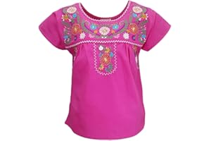 unik Traditional Puebla Mexican Youth Girl Embroidered Blouse size 4-14