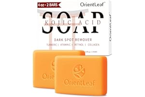 ORIENTLEAF Kojic Acid Soap, Turmeric Soap Bar, Fresh Citrus Scent, Gentle for face and body with Vitamin C, Shea Butter, Oliv