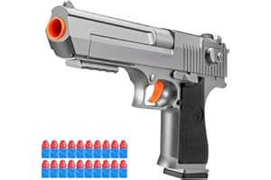 KYLIANDI Manual Shell ejecting Pistol Soft Bullet Pellet Toy Gun Ball Blasters Realistic Dart Ammo Fake Prop Look Real Gun Shooting Game for Adults Teen Boys Under 10 Dollars Age 14+ (Silver)