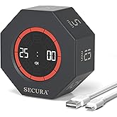 Secura Pomodoro Timer, Rotating Cube Time Tracker, Flip Gravity Sensor with 7 Presets(5/10/15/20/25/50/90 Min), Visual Progre