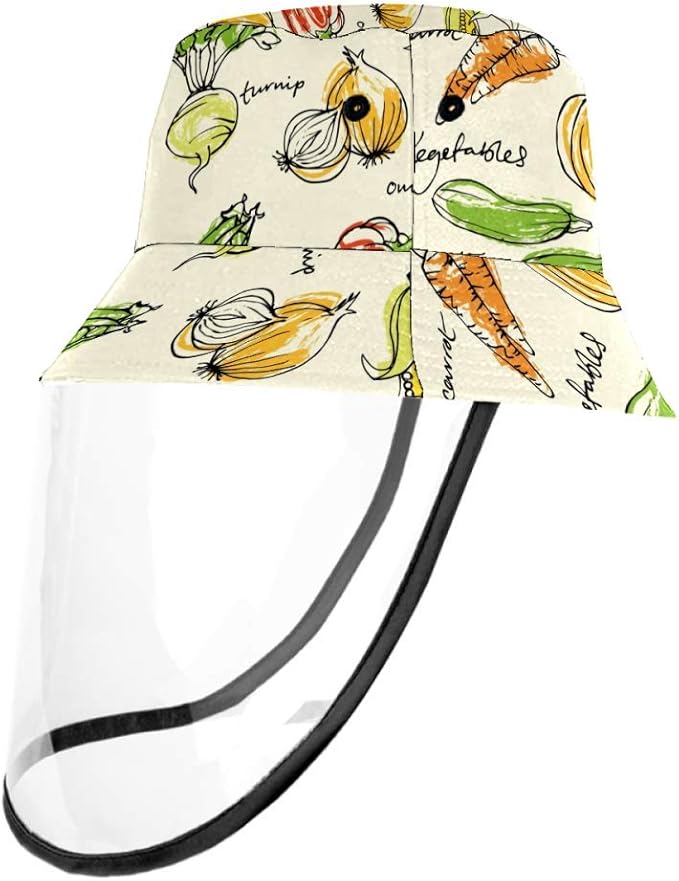 Assorted Vegetables Pattern Protective Bucket Sun Hat Unisex Caps