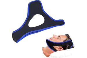 BRAVIKERLY Anti Snoring Chin Strap, Adjustable and Breathable Chin Strap, Chin Strap for Snoring, Comfortable Stop Snoring Sleep Head Band, Effective Anti Snore Device for Men Women, Blue