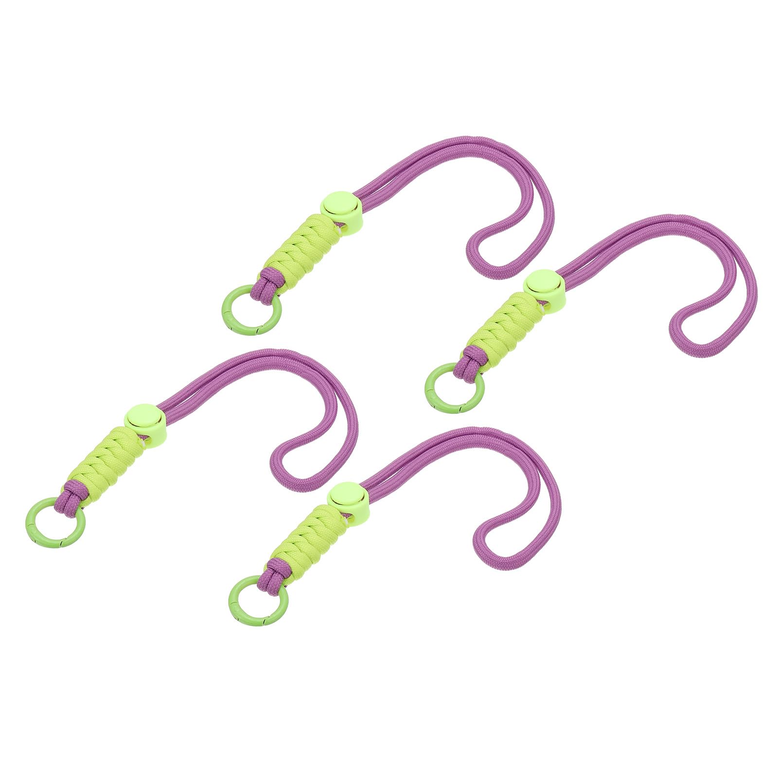PATIKIL Paracord Lanyard Keychain, 4Pcs Cell Phone Keychain Rope Wrist Lanyards Braided Strap with Spring Ring for Hanging Key, Purple, Light Green