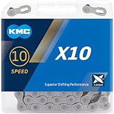 KMC X10 10-Speed X-Series High-Performance Bicycle Chain, Grey | Compatible with Shimano, SRAM, and Campagnolo 10-speed systems for MTB, road, gravel, and cyclocross riding