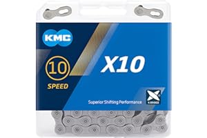 KMC X10 10-Speed X-Series Bicycle Chain | Compatible with Shimano, SRAM, Campagnolo and All Major Systems | Grey