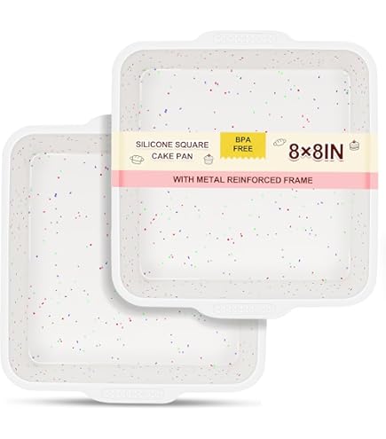 Boxiki Kitchen Brownie siliconen vorm, bakvorm van professionele siliconen, anti-aanbaklaag, 20,32 cm, voor het koken van geluidsdempers, FDA-goedgekeurd, met frame handgrepen van staal