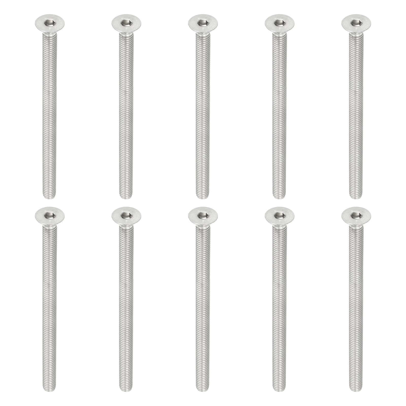 PATIKIL M6 x 90mm Flat Head Socket Cap Screws, 10 Pack 304 Stainless Steel 18-8 Machine Screws Flat Countersunk Bolts Hex Socket Drive Fasteners Grade 6.8 — image 1