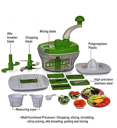 JD Brand Plastic Dough Maker, Vegetable Cutter, Slicer, Dicer, Atta Kneader Food Processer (Multicolour)