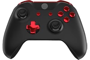 eXtremeRate LB RB LT RT Bumpers Triggers D-Pad ABXY Start Back Sync Buttons, Chrome Red Full Set Buttons Repair Kits with Too