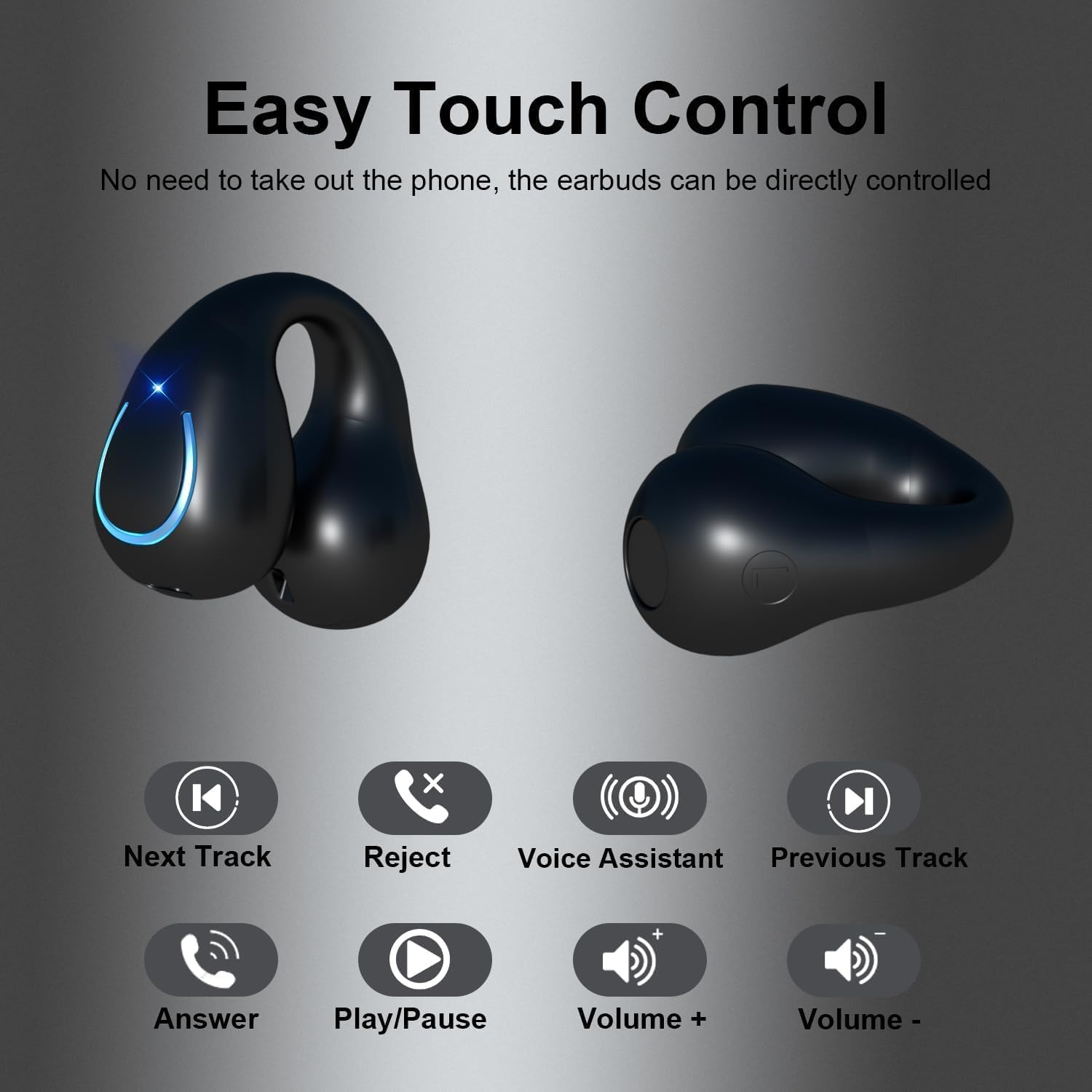NUPLEA Open Ear Headphones,True Wireless Bluetooth 5.3 Lightweight Comfort Bone Conduction Clip On Earbuds