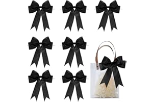 FAKILO Black Satin Bows for Gift Wrapping, 14cm Ribbon Gift Bows for Birthday, Wedding, Party,Christmas Decoration,24 Pcs