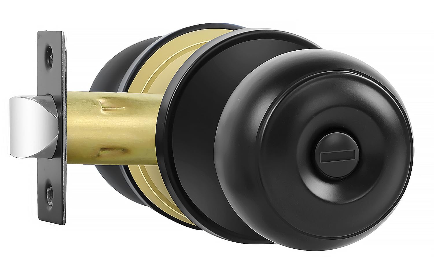 Photo 1 of RAZCC Privacy Door Knobs, 1 Pack Matte Black Door Knobs with Lock, Bed and Bath Door Knob Interior Keyless Locksets, Round Door Handles Reversible for Left Right Handed Doors