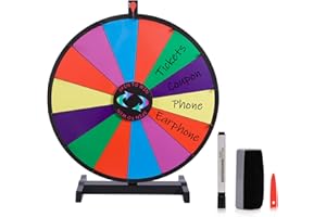 Hooomyai 24 Inch Tabletop Spinning Wheel with 14 Slots Durable Base Stand Dry Erase Spin Wheel for Prizes Carnival Prize Wheel with Dry Erase Markers and Eraser for Carnival Trade Show Party