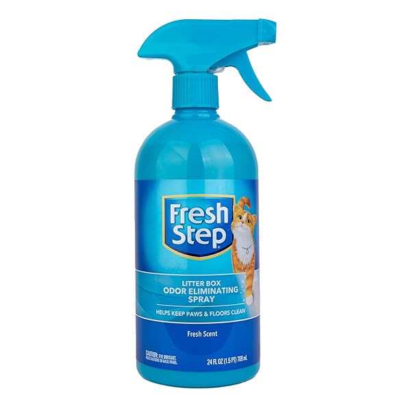 FRESH STEP CAT LITTER BOX ODOR ELIMINATING SPRAY, CAT DEODORIZER THAT NEUTRALIZES CAT URINE AND FECES SMELL ON CONTACT, PET-SAFE AND CLUMP-FREE, COMPATIBLE WITH ALL LITTER TYPES, 24 FL OZ
