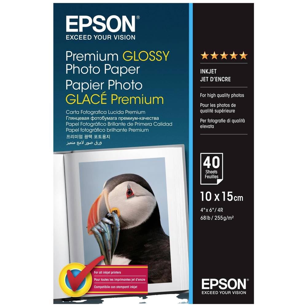 Epson C13S042153 Premium Glossy Photo Paper 100x150mm (40 Sheets),White