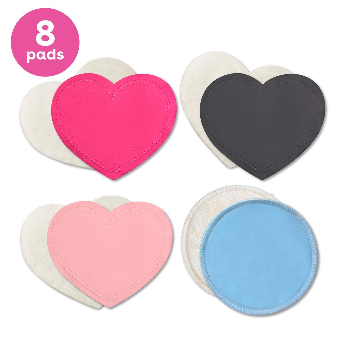 Bamboobies Washable Nursing Pads For Breastfeeding Variety Pack| Reusable Breast Pads| 4 Pairs| 3 Regular Pairs + 1 Overnight Pair | Multi-Color : Nursing Bra Pads : Baby