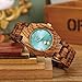 GBlife Wood Watch for Women, Lightweight Analog Quartz Wooden Wristwatch with Adjustable Wood Band/Mint Dial/Golden Pointers