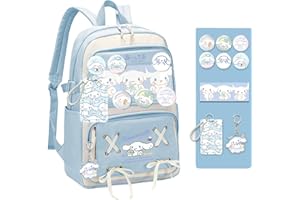 ALORVE Backpack Cute Anime Student Schoolbag Cartoon Casual Travel Bag for Boys and Girls School Season Gifts (Blue)