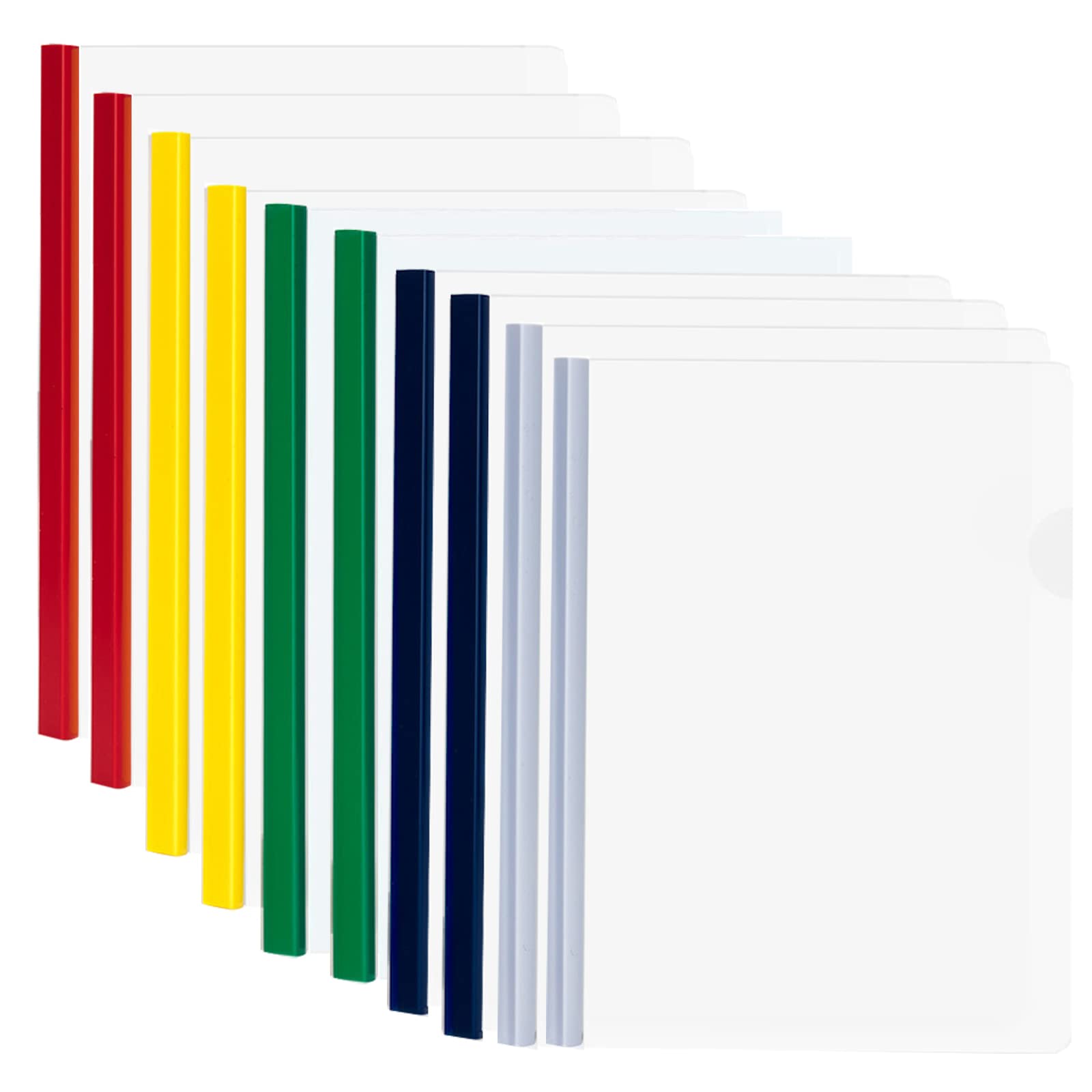 10pcs Clear Report Covers, A4 Sliding Bar Report Covers Files Clip with U-Type Sliding Bar, Transparent Project Presentation Slide Blinder Folders for School Office Documents Classification