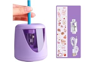 AZLNRMU Electric Pencil Sharpener Cute Design Pencil Sharpener with Pencil Saver Suitable for Colored Pencils(6-8.5mm), Blade to Fast Sharpen(Purple)