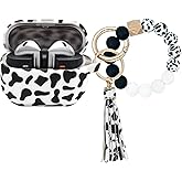 PowerDriver Case Compatible with Samsung Galaxy Buds 3 Case and Galaxy Buds 3 Pro Case(2024), Cute Wireless Charging Silicone Protective Case with Bracelet Keychain for Men and Women (Cow)