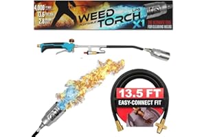SUNLIGHT CHARCOAL Sunlight® Propane Torch Weed Burner with 13 ft Hose, Adjustable 2,200,000 BTU Self Igniting Flamethrower, Heavy Duty Turbo Blow Torch For Garden, Wood, Melting Ice, Snow, Stumps, Grilling | May Vary