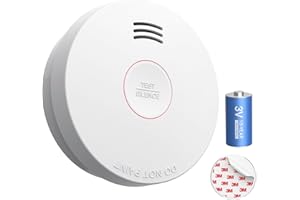 Jemay Smoke Detector Fire Alarms10 Year Battery, Small Smoke Alarm Fire Detectors with Self-Check & Photoelectric Sensor, Fits Home Kitchen,UL217-9th Listed,1 Pack