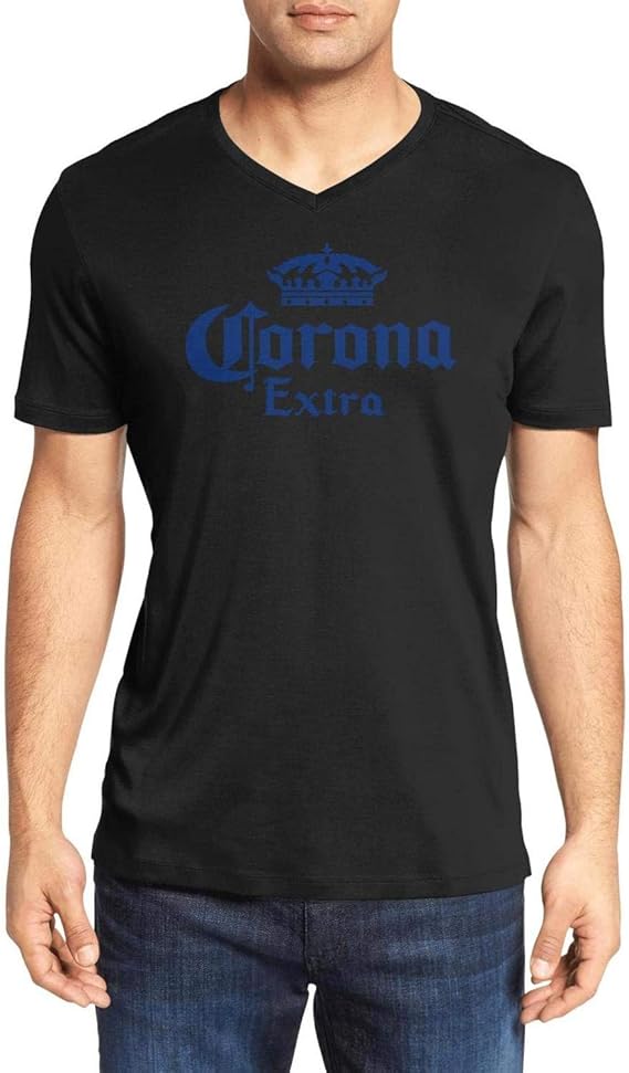Men's CoronaExtraBeerLogo T Shirts Cotton Classic Short Sleeve V