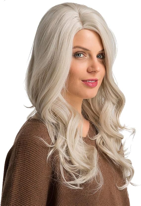 Amazon Co Jp Colcolo サイドパーティングウィッグ22イんチストレートシンセティックヘアナチュラルベージュカラーコスプレ 服 ファッション小物