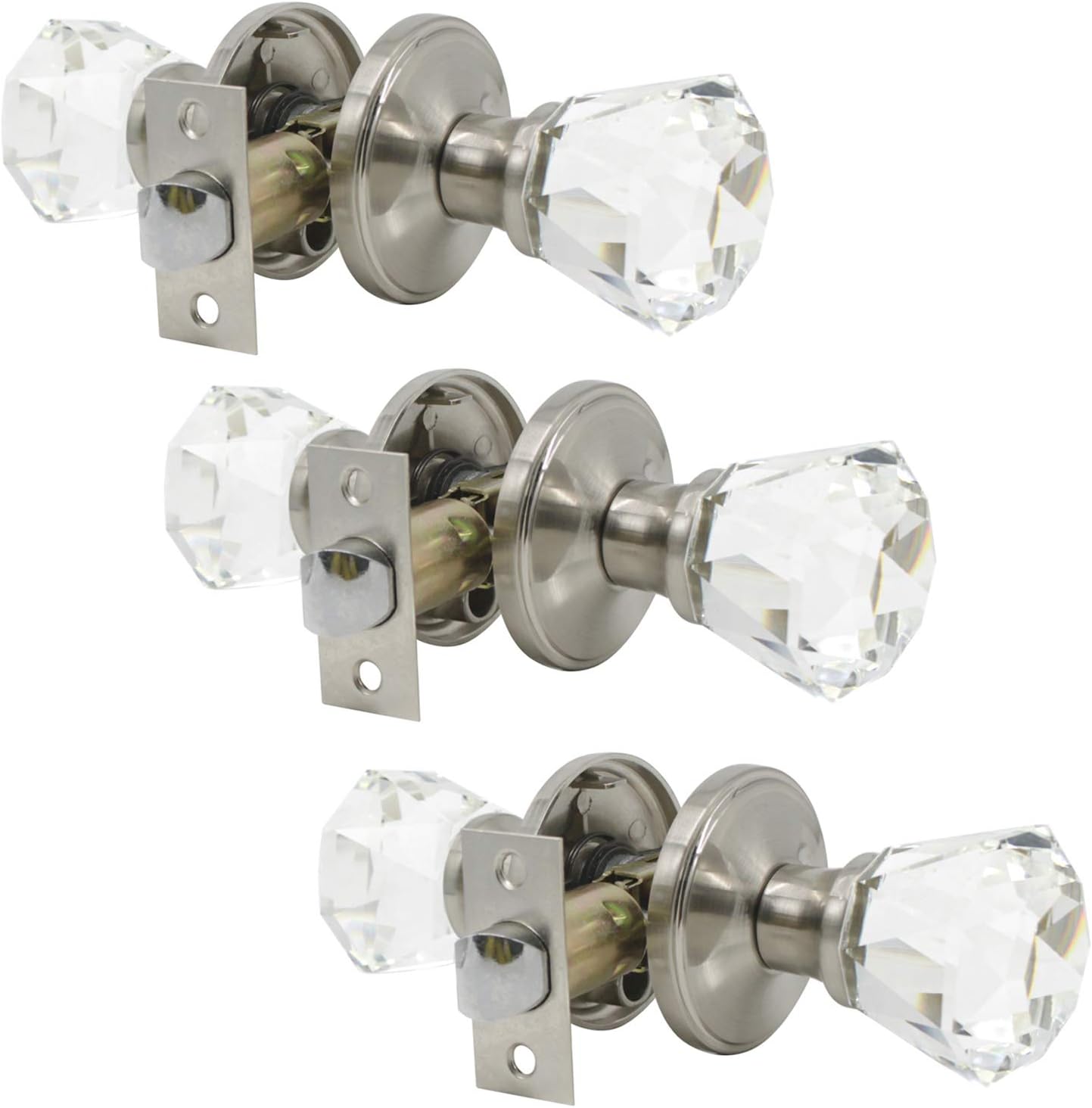 Probrico Faceted Crystal Door Knobs, Heavy Duty Glass Hall/Closet