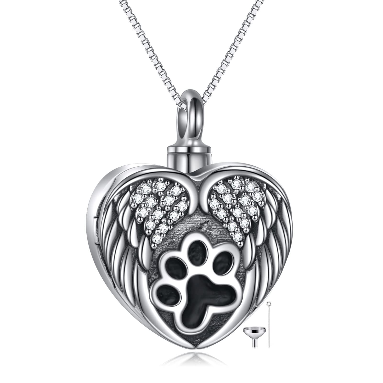 YFN Pet Urn Locket Necklace Sterling Silver for Women Pet Cremation Jewelry for Ashes That Holds Pictures Jewelry for Dog Cat Ashes Keepsake for Women (Pet Urn)