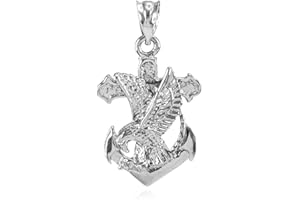 CLADDAGH GOLD 925 Sterling Silver Navy Eagle Anchor Pendant