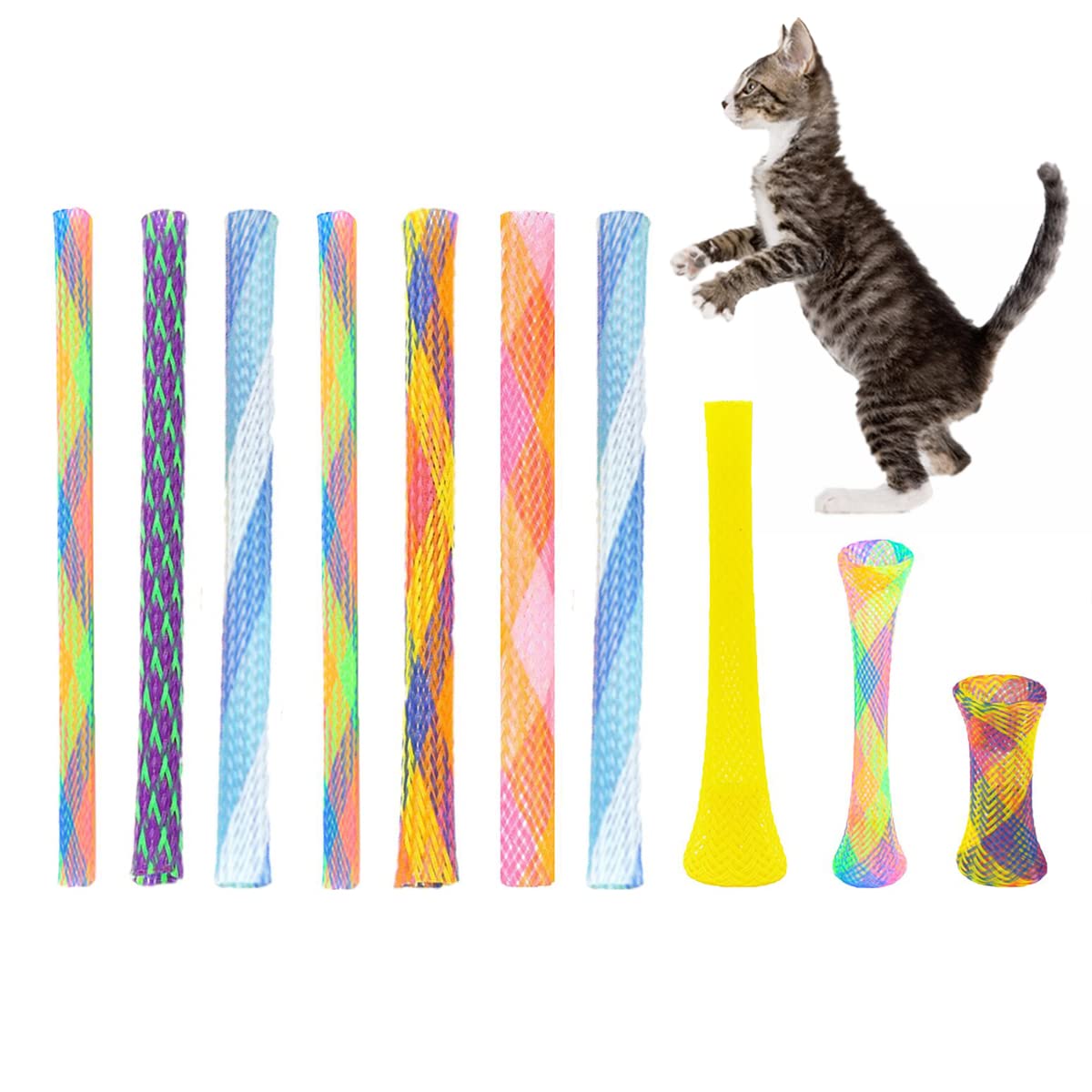 48 Pieces Cat Spring Toys Set, Colorful Cat Spring Toy Cat Tube Toy Interactive Cat Toy for Indoor Cats, Playful Flexible Cat Plastic Coil Spiral for Kittens to Swat, Bite, Hunt(Random Color)