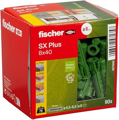 fischer SX Plus Green Expansion Dowels 8 x 40 Box of 90 Sustainable