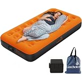 Luxchoice Air Mattress Twin with Built-in Rechargeable Pump 9'' Camping Inflatable Mattress Portable Blow up Air Bed for Tent Travel Guests Home &amp; Outdoors