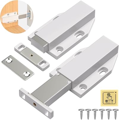 Jiayi Push Latch Heavy Duty 2 Pack Push to Open Cabinet Latches