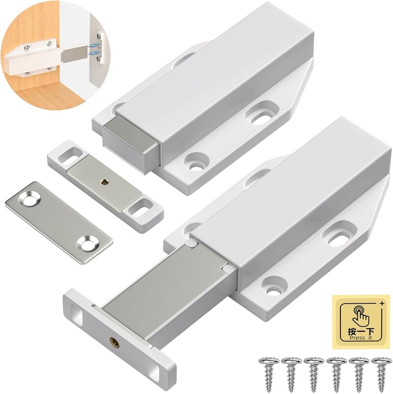 Jiayi Push Latch Heavy Duty 2 Pack Push to Open Cabinet Latches