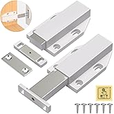 Magnetic Push Latch Heavy Duty Jiayi Push to Open Cabinet Hardware Magnetic Touch Latches for Large Door Push Release Latches Kitchen Drawer Push Catch Press Out Latch (White, 2 Pack)