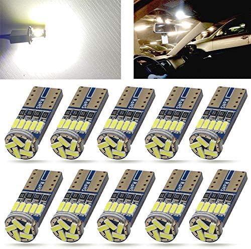 Yobis T10 Led ホワイト 車用 球根 168 194 25 交換用 Led 高輝度 15連 4014smd ドームライト ウェッジ ルームライト 白 6000k 12v 10個入り 1年保証