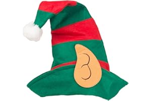 Ankelesz Santa Hat Christmas Elf Hat with Attached Ears Green and Red,Christmas Hat for Kids and adult