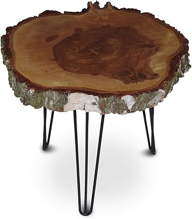 Greenhaus Naturlich Wohnen Couchtisch Baumscheibe Rustikaler Baumstamm Beistelltisch Birke Anstelltisch Mit Metallbeinen Dekotisch Dreibein Rund 50 70 Cm Mit Rinde Amazon De Kuche Haushalt