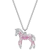 luomart Girls Horse Necklace Gifts,Little Rainbow Horse Jewelry for Women,Initial Letter Necklaces Pendant for Teen Girls Horse Lovers