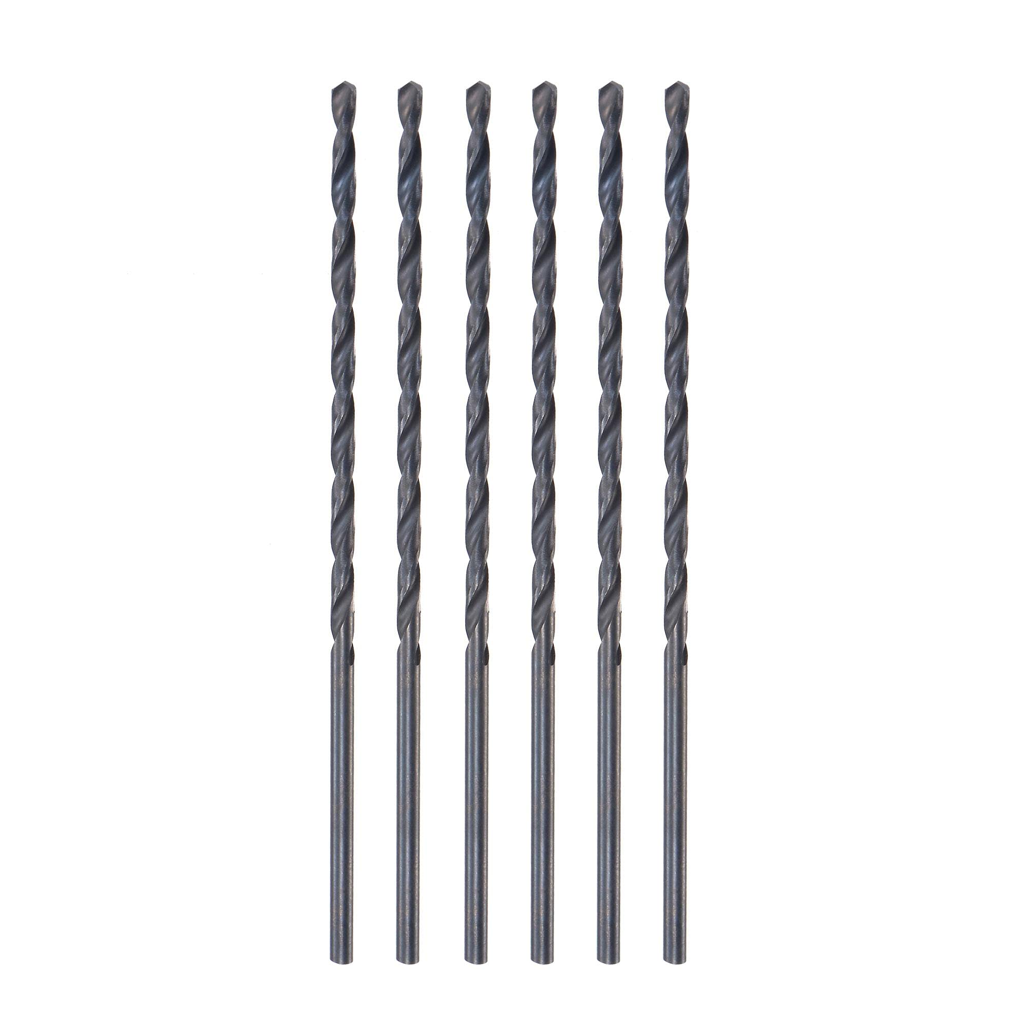 sourcing map High Speed Steel Lengthen Straight Shank Twist Drill Bit Fully Ground Black Oxide 2.5mm Drill Diameter 95mm Total Length 55mm Drill Bit Length 6 Pcs