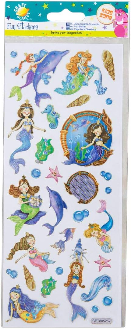 Craft Planet Fun Stickers, Mermaids, for Young Crafters Collection Posters, Card Making, Scrapbooking, Party Bag Fillers
