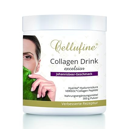 Cellufine Premium Collagen Drink mit VERISOL Collagen Peptiden und HyaVita Hyaluronsäure - 300 g - Schwarze Johannisbeere
