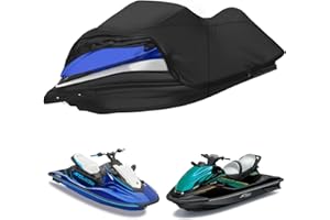 LANLELIN Heavy Duty 420D Jet Ski Cover Lengths 105'' to 124'', Marine Grade Waterproof Cover Adjustable Windproof Tightening Strap & Anti-UV for Yamaha/Kawaski/Sea-doo