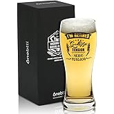 Onebttl Retirement Gifts for Men, Funny Retirement Beer Glass 15oz (443 ml), Gifts for Retired Men, Coworkers, Grandpa, Friends, Boss, Retired Gag Gift - Goodbye Tension Hello Pension