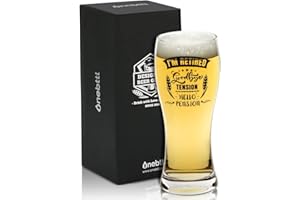 Onebttl Retirement Gifts for Men,"Goodbye Tension Hello Pension" Retirement Beer Glass 15oz (443 ml), for Dad, Police, Teache