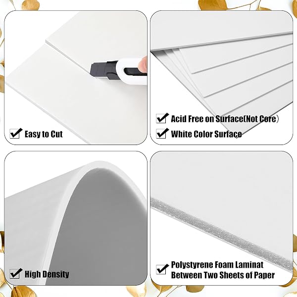 FRIENDA 50 PACK FOAM BOARDS 1/8 INCH THICKNESS FOAM POSTER BOARDS FOR PRESENTATION BOARD FOR SCHOOL CRAFTS OFFICE ART PROJECTS(WHITE,16 X 20 INCH)