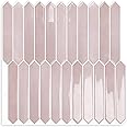 Pink Long Hexagon Tile Peel and Stick Backsplash, 10 Sheets Self-Adhesive Wall Tiles Stick on Back Splash for Kitchen, Bathroom, Fireplace,RV(12"×12")